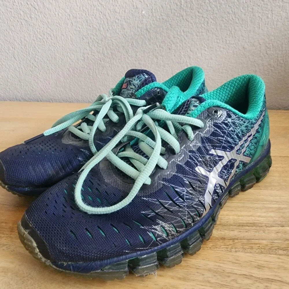 Asics Gel Quantum 360 Shoes Womens Size 7.5 Navy Teal Running Sneakers T5J6N